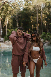 TULUM HEAVY MESH CROPPED HOODIE – ROSA