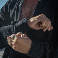 TULUM LONGSLEEVE BUTTON UP GASA BLACK - Tulum Essentials