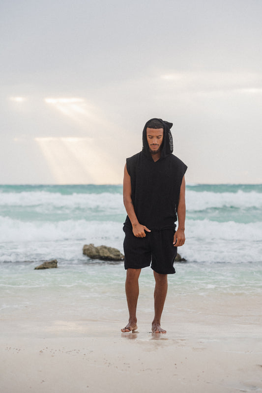 Tulum heavy Knit Dual Layer Tank Hoodie