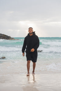 Tulum Heavy Knitted Dual Layered Hoodie Black