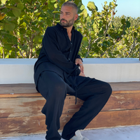 TULUM LONGSLEEVE BUTTON UP GASA BLACK - Tulum Essentials