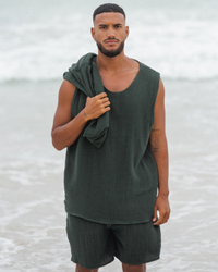 Tulum Heavy Knitted Dual Layered  Tanktop Green