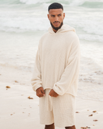 TULUM HEAVY KNITTED DUAL LAYERED HOODIE CRUDO