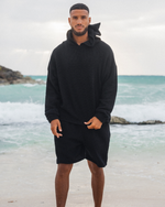 Tulum Heavy Knitted Dual Layered Hoodie Black