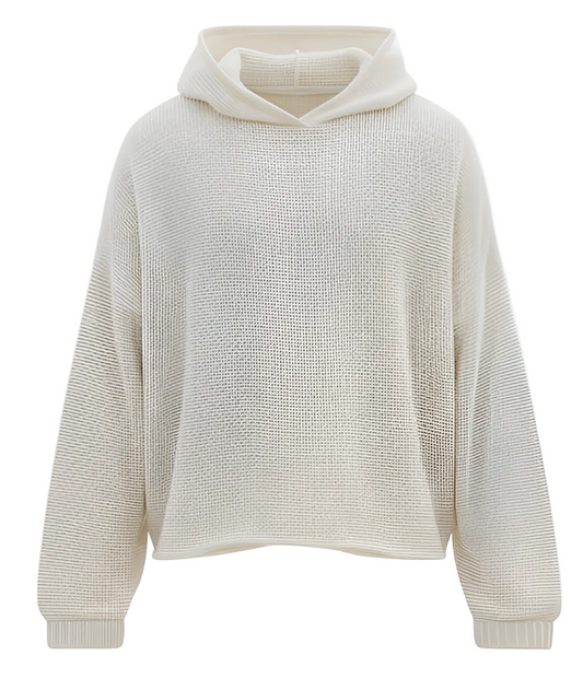 TULUM HEAVY KNITTED DUAL LAYERED HOODIE CRUDO