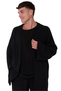 TULUM KIMONO LONG GASA BLACK - Tulum Essentials