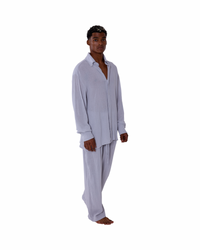 TULUM LONGSLEEVE BUTTON UP GASA SILVER - Tulum Essentials