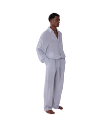 TULUM LONGSLEEVE BUTTON UP GASA SILVER - Tulum Essentials