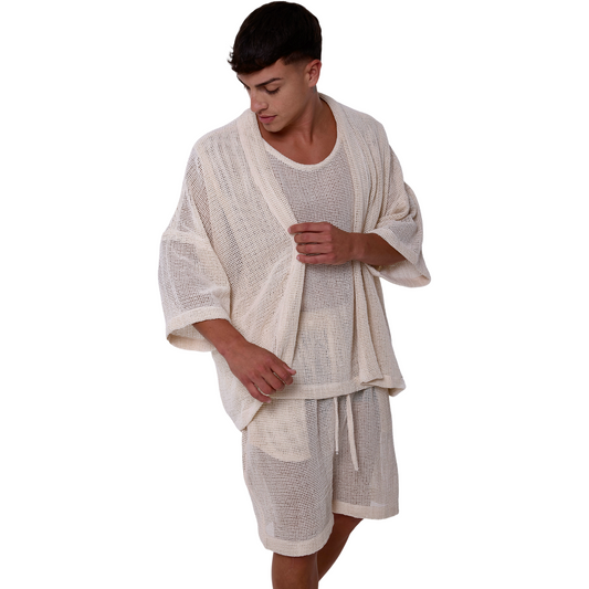 TULUM MESH KNIT KIMONO – CRUDO