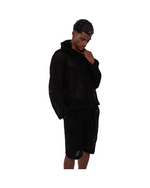 TULUM HEAVY MESH CROPPED HOODIE – BLACK