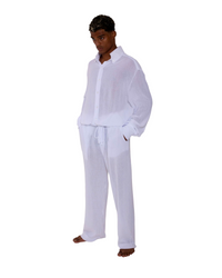 TULUM LONGSLEEVE BUTTON UP GASA WHITE