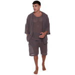 TULUM MESH KNIT KIMONO – OXFORD GREY