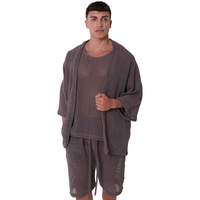 TULUM MESH KNIT KIMONO – OXFORD GREY