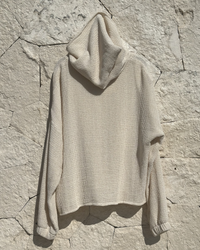 TULUM HEAVY KNITTED DUAL LAYERED HOODIE CRUDO