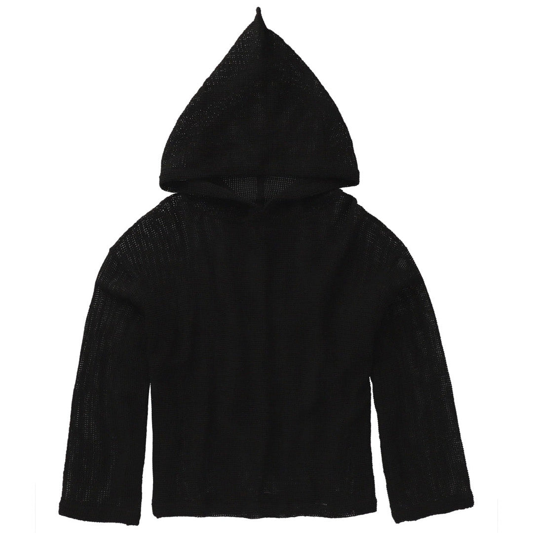 TULUM HEAVY MESH CROPPED HOODIE – BLACK – Tulum Essentials