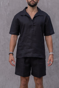 TULUM POLO PREMIUM LINEN BLACK