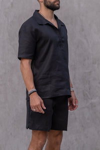 TULUM POLO PREMIUM LINEN BLACK