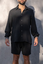 TULUM LONGSLEEVE BUTTON UP SHIRT BLACK