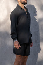 TULUM LONGSLEEVE BUTTON UP SHIRT BLACK