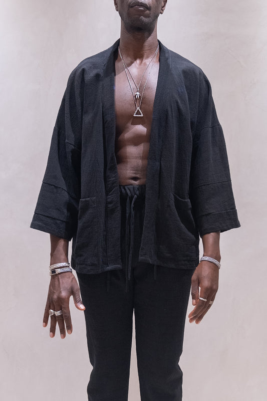 TULUM KIMONO LINO BLACK